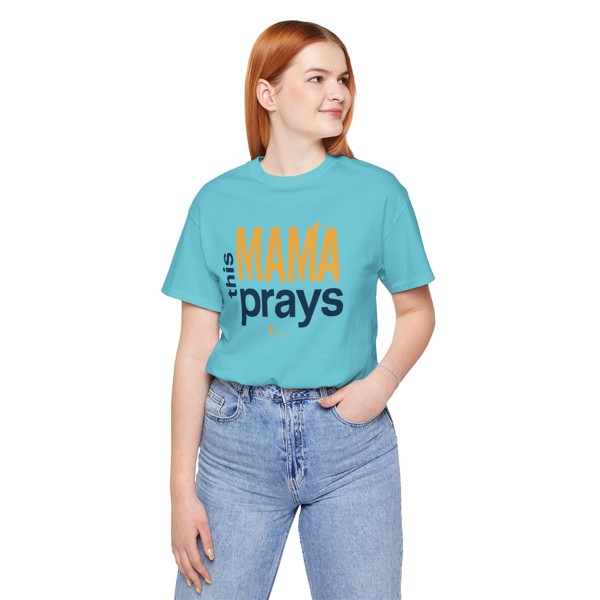 This Mama Prays Tee | Unisex Jersey Short Sleeve T-Shirt, Faith Gift, Mom Life Shirt, Inspirational Apparel, Christian Merchandise