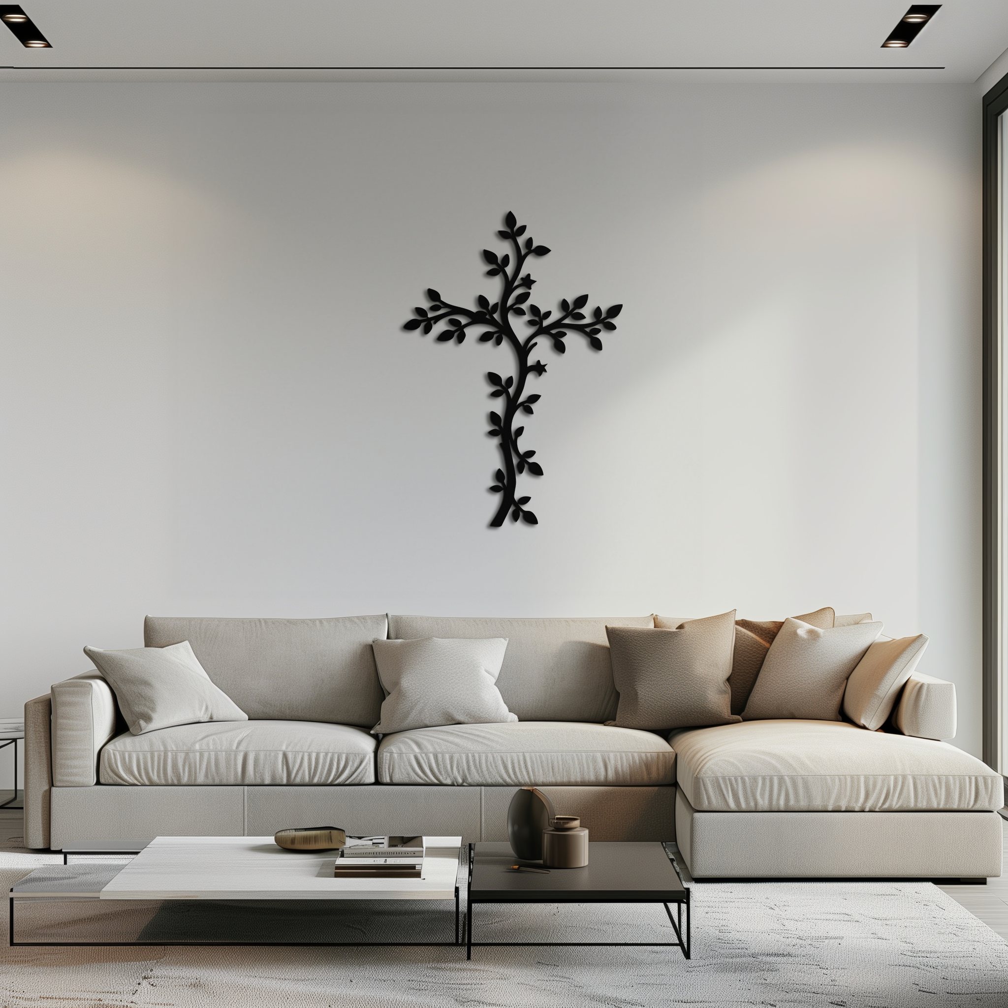 Cross Metal Wall Art - Sacred Christian Steel Wall Decor- KAF483