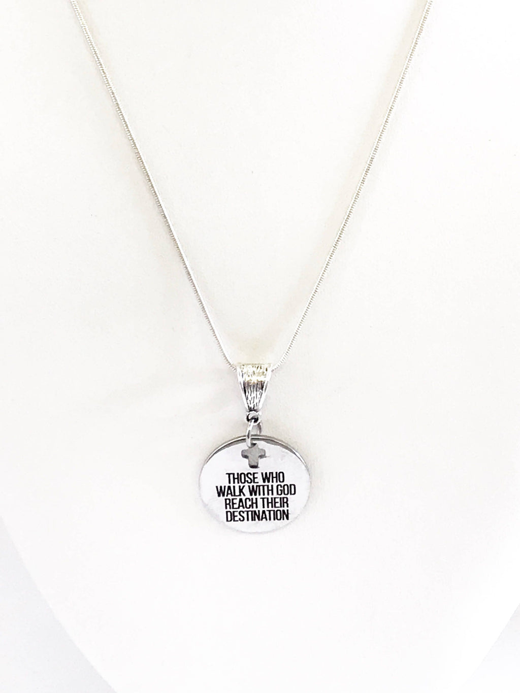 Those Who Walk With God Reach Their Destination Pendant Necklace, Religious Comfort Jewelry Gift For Her, Sympathy Christian Baptism Jewelry