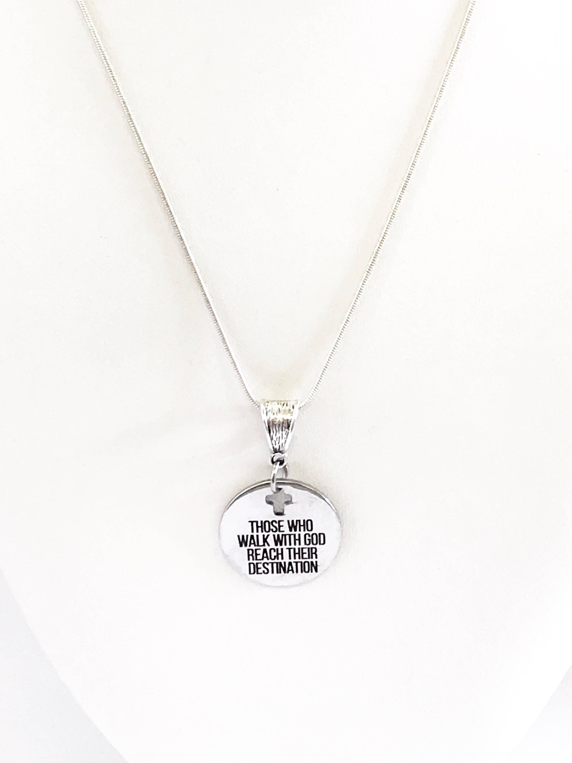 Those Who Walk With God Reach Their Destination Pendant Necklace, Religious Comfort Jewelry Gift For Her, Sympathy Christian Baptism Jewelry