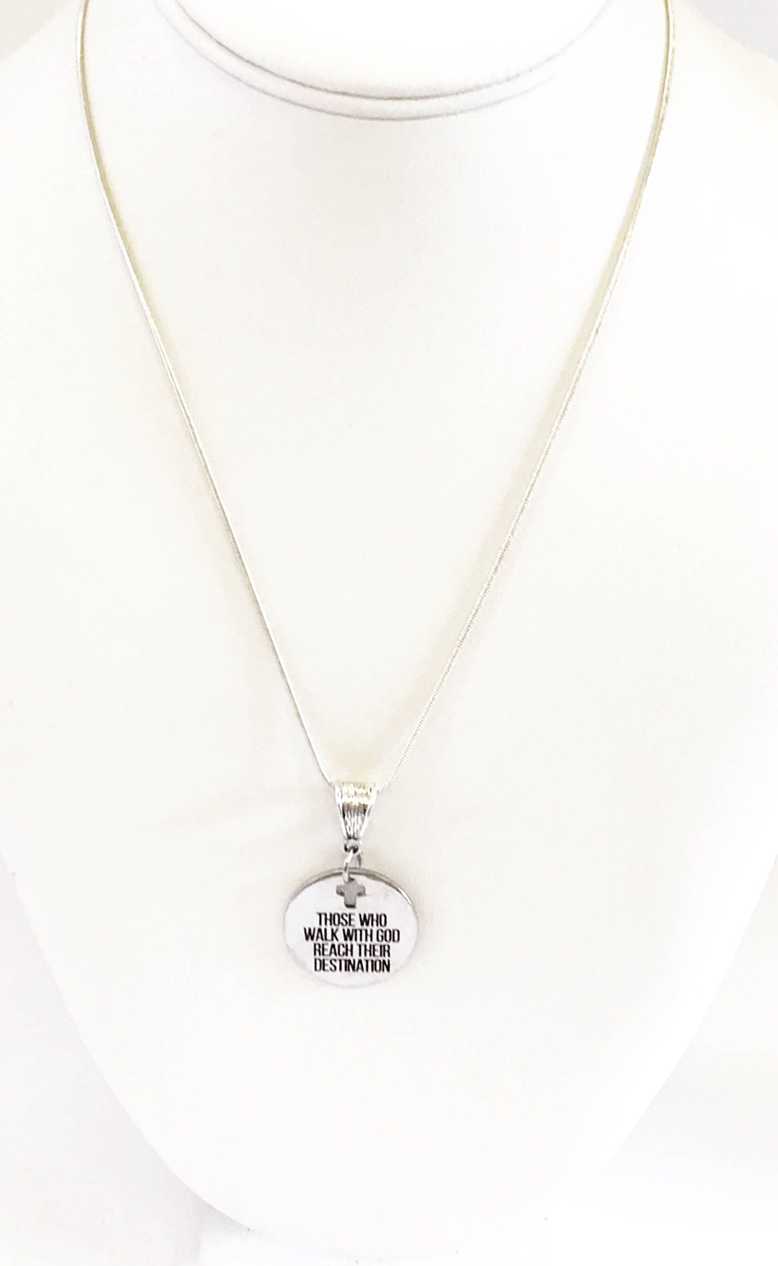 Those Who Walk With God Reach Their Destination Pendant Necklace, Religious Comfort Jewelry Gift For Her, Sympathy Christian Baptism Jewelry