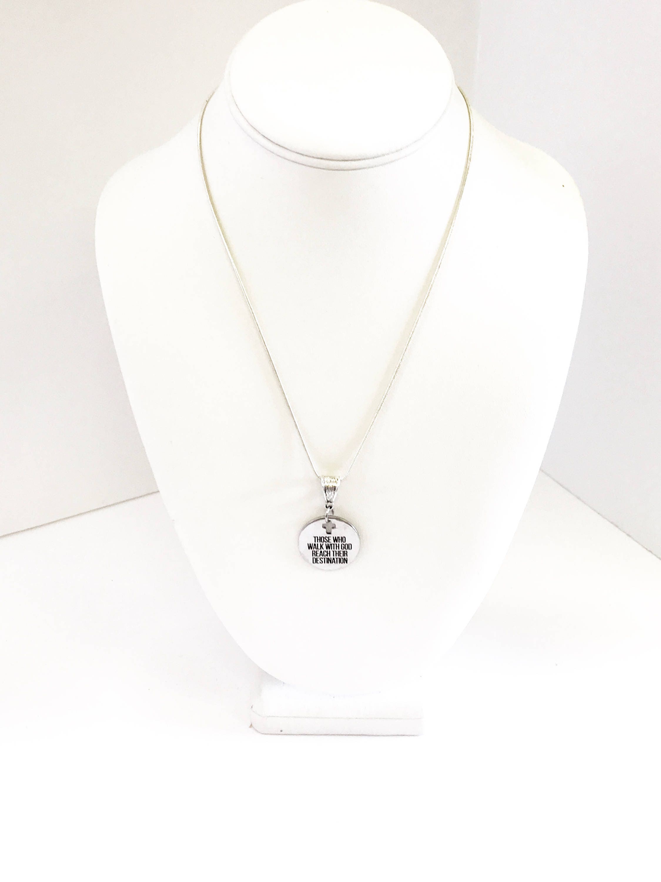 Those Who Walk With God Reach Their Destination Pendant Necklace, Religious Comfort Jewelry Gift For Her, Sympathy Christian Baptism Jewelry
