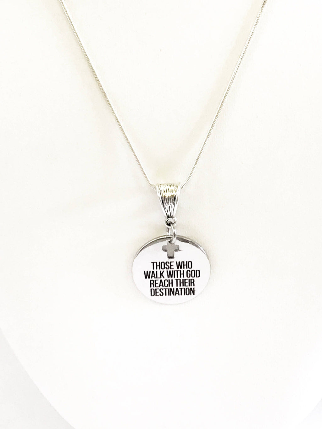 Those Who Walk With God Reach Their Destination Pendant Necklace, Religious Comfort Jewelry Gift For Her, Sympathy Christian Baptism Jewelry