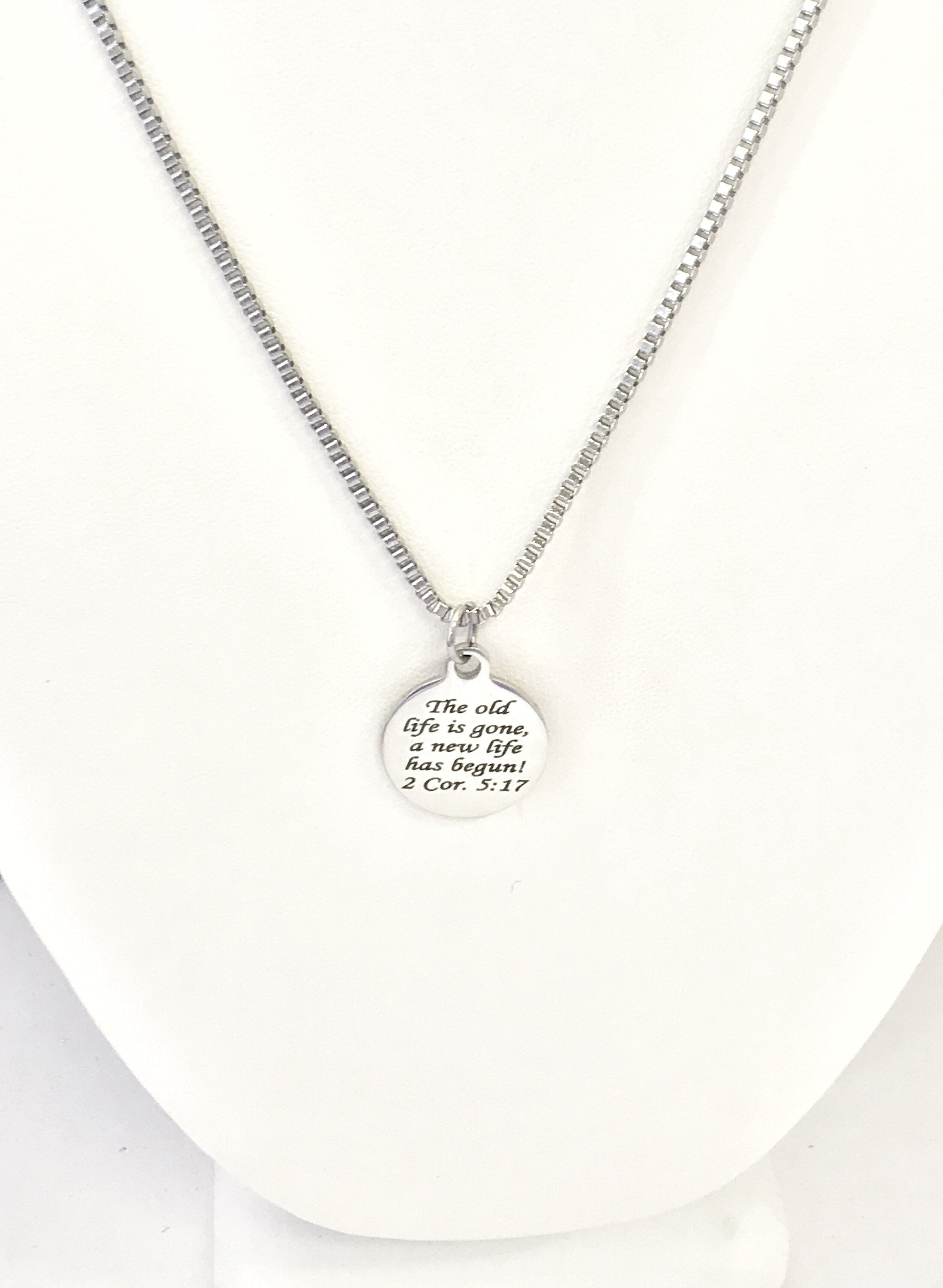 Christian Gift, Recovery Gift, The Old Life Is Gone A New Life Has Begun Necklace, Men Christian Jewelry, Christian Necklace, Baptism Gift