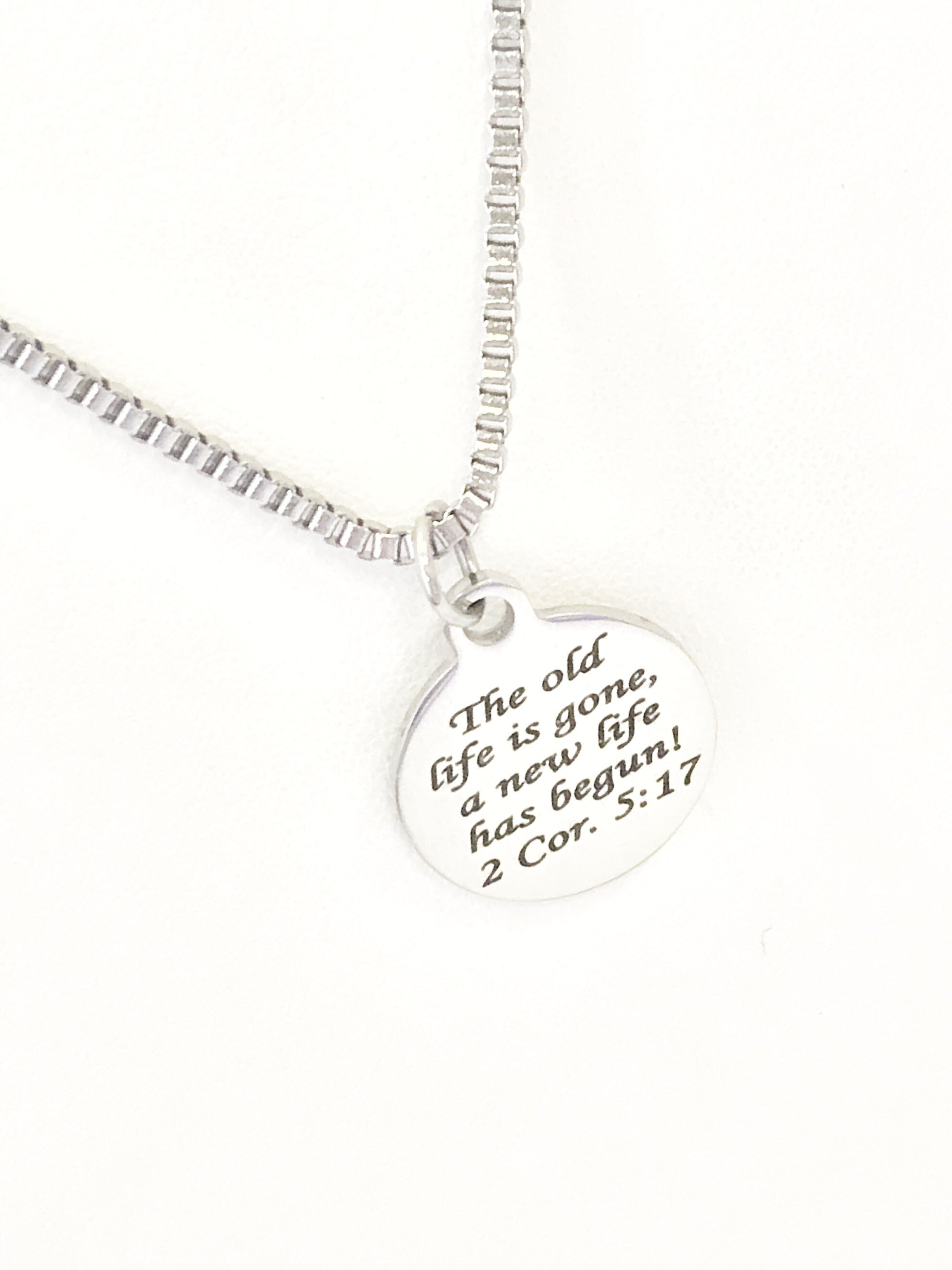 Christian Gift, Recovery Gift, The Old Life Is Gone A New Life Has Begun Necklace, Men Christian Jewelry, Christian Necklace, Baptism Gift