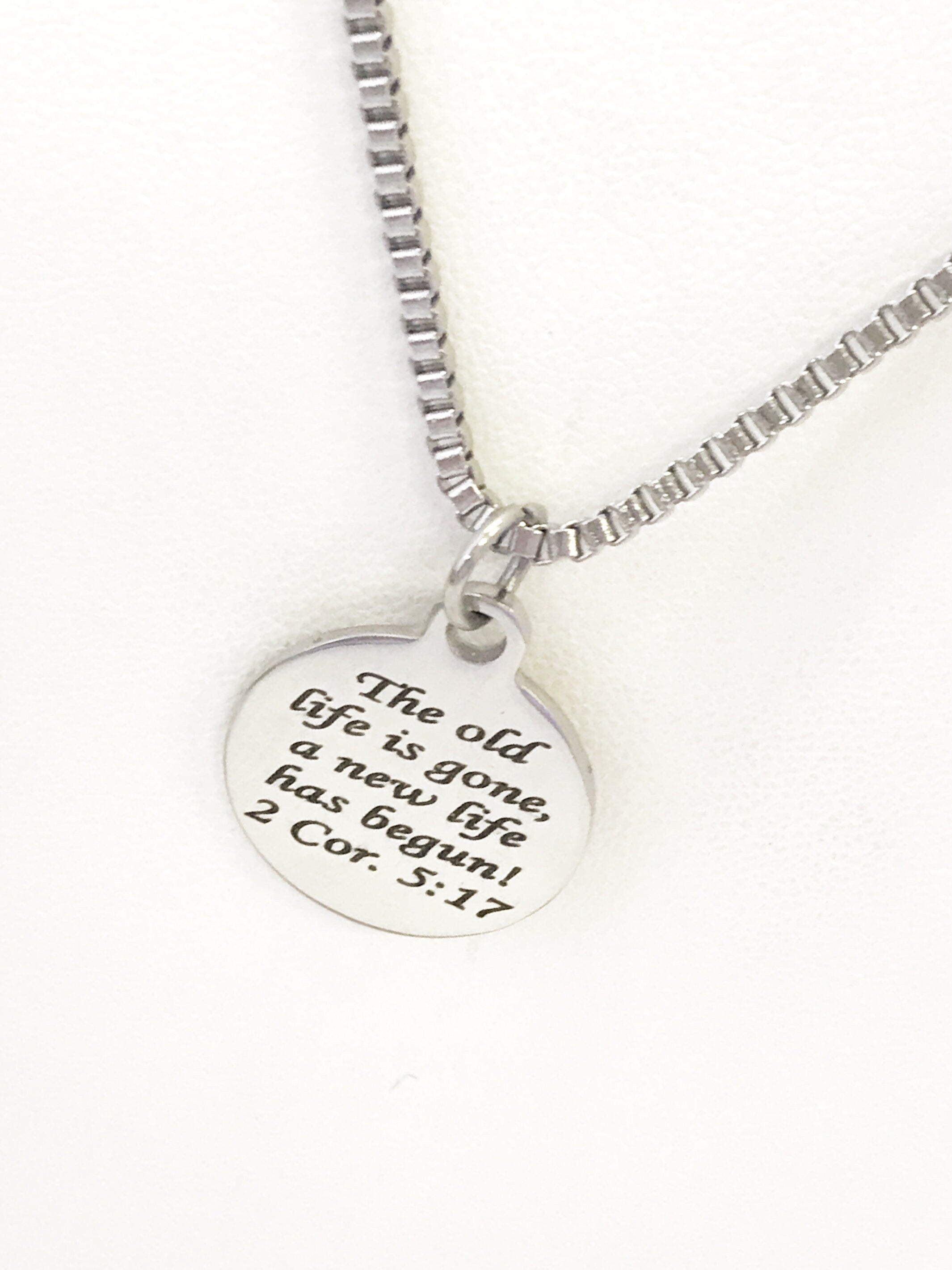 Christian Gift, Recovery Gift, The Old Life Is Gone A New Life Has Begun Necklace, Men Christian Jewelry, Christian Necklace, Baptism Gift