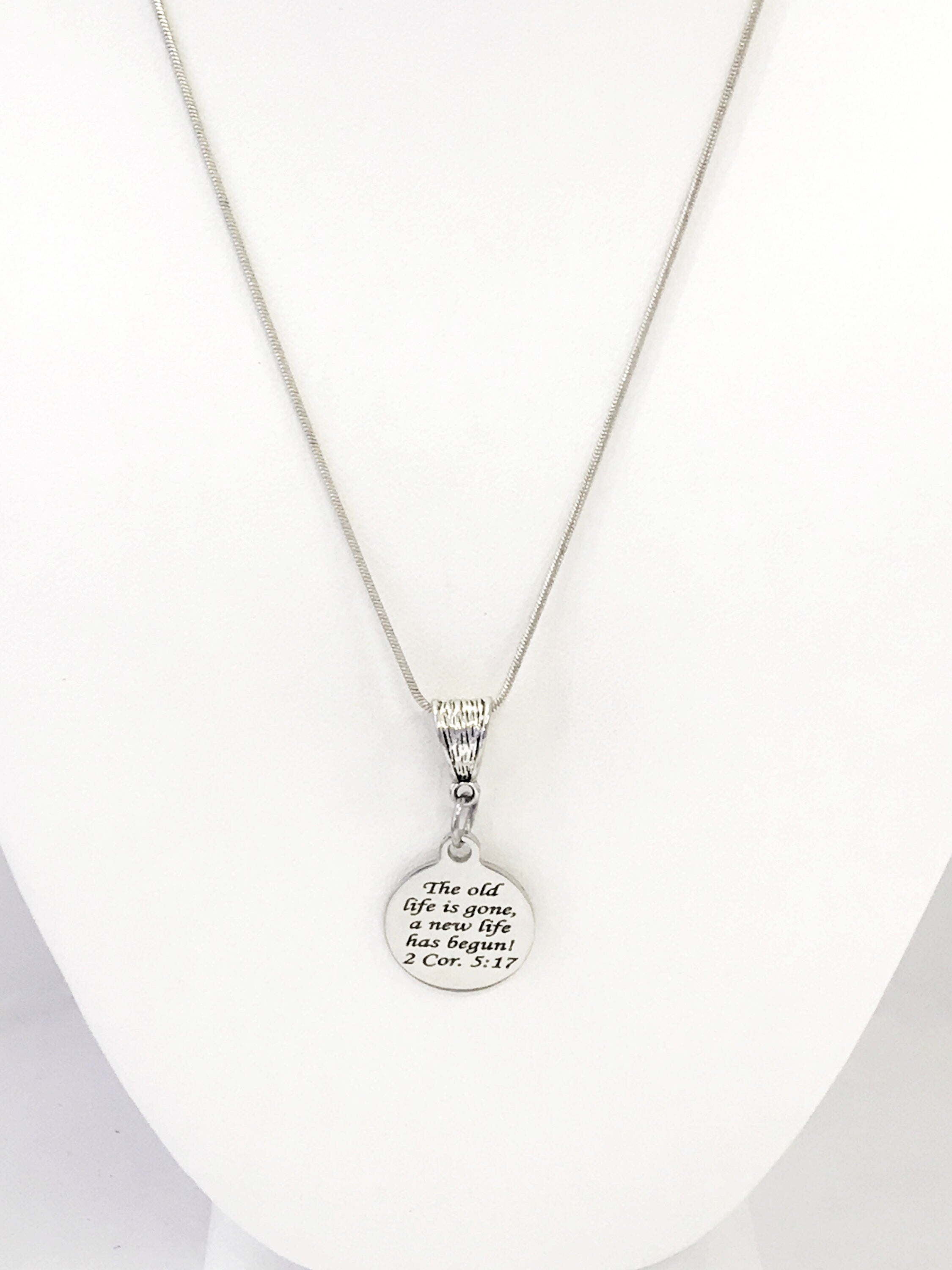 Christian Gift, Recovery Gift, The Old Life Is Gone A New Life Has Begun Necklace, Men Christian Jewelry, Christian Necklace, Baptism Gift