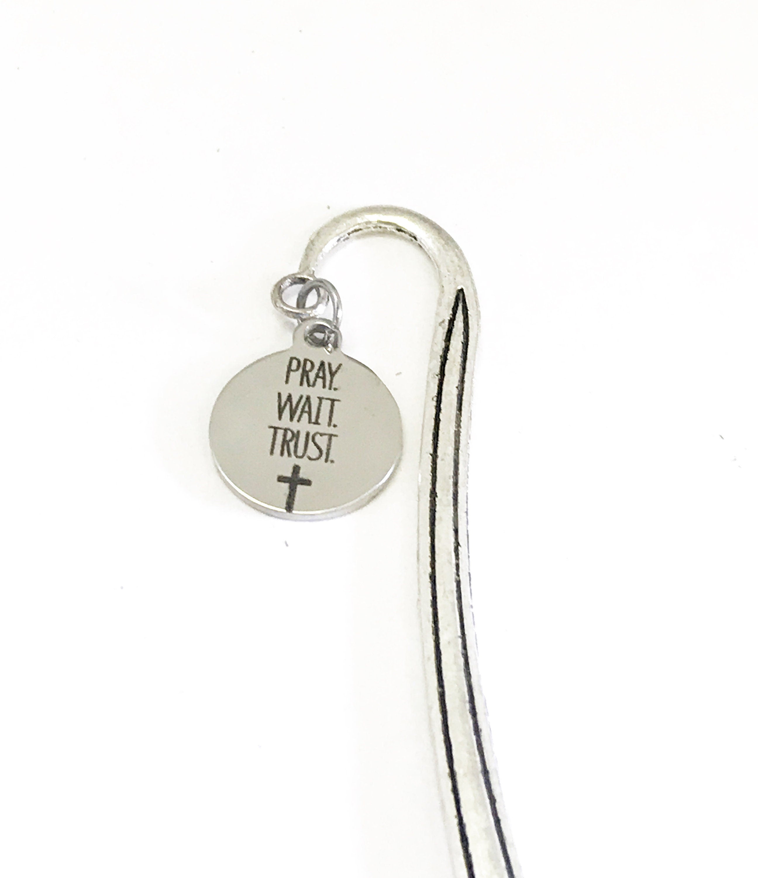 Planner Charm, Pray Wait Trust Bookmark, Planner Accessories, Bookmark Charm, Wait On God Charm, Planner Christian Gift, Christian Charm