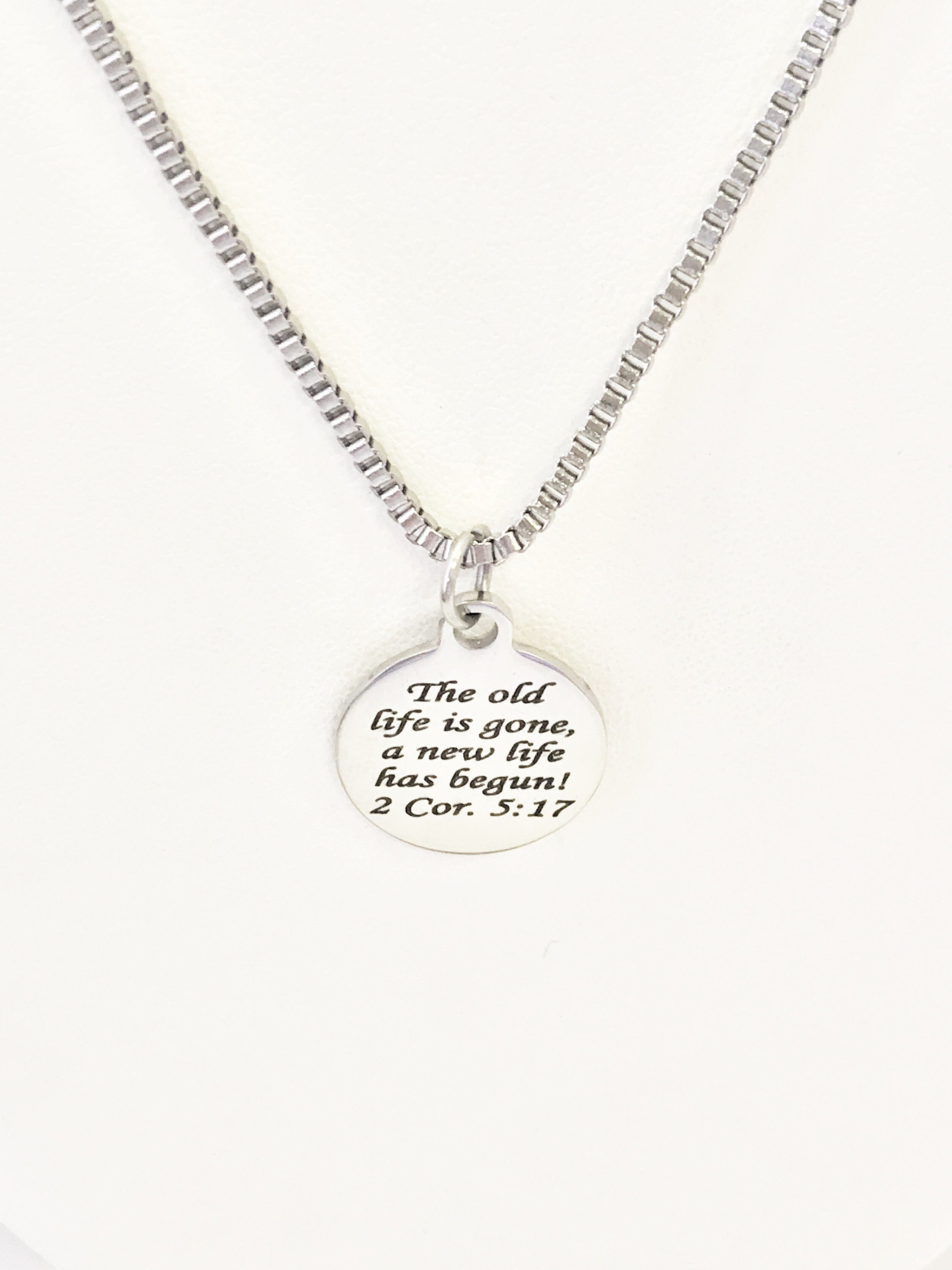 Christian Gift, Recovery Gift, The Old Life Is Gone A New Life Has Begun Necklace, Men Christian Jewelry, Christian Necklace, Baptism Gift