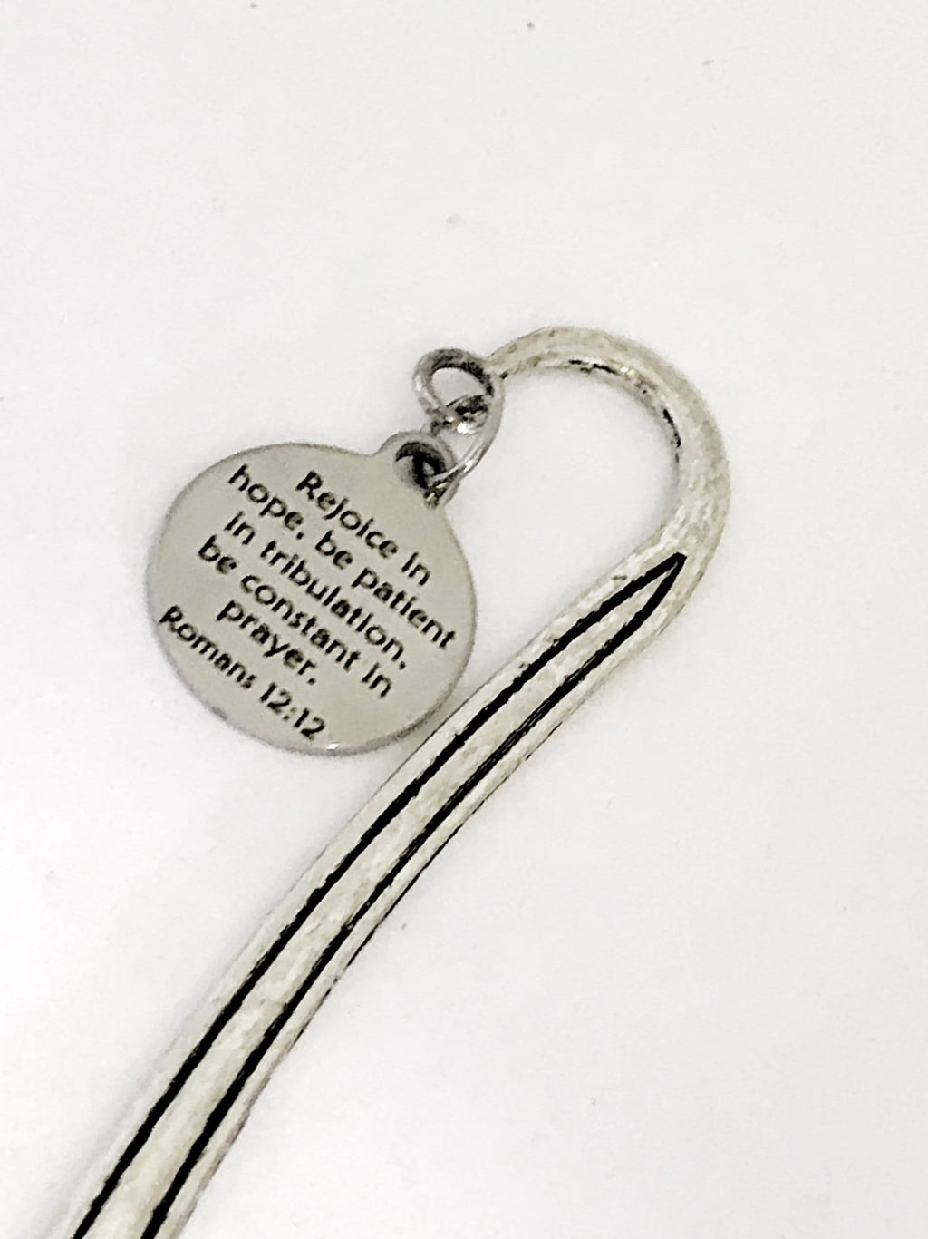 Bookmark Charm, Rejoice In Hope Bookmark, Planner Charm Accessories, Christian Hook Bookmark, Christian Planner Gift, Romans 12 12 Charm