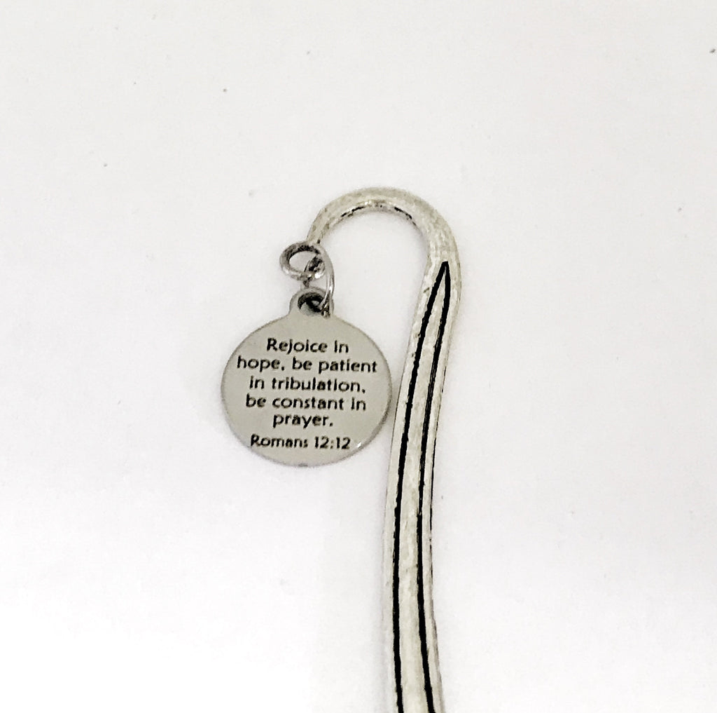 Bookmark Charm, Rejoice In Hope Bookmark, Planner Charm Accessories, Christian Hook Bookmark, Christian Planner Gift, Romans 12 12 Charm