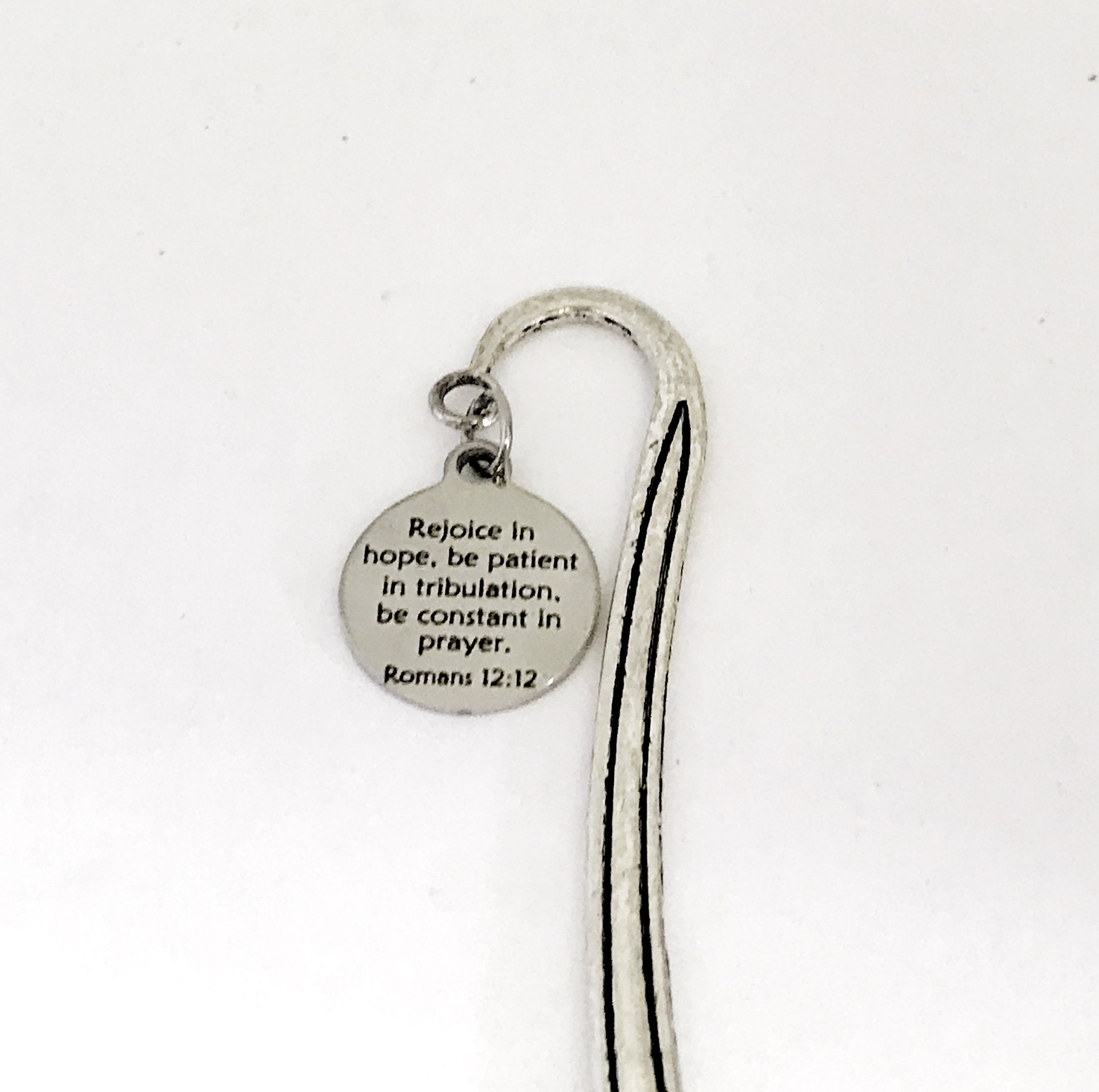 Bookmark Charm, Rejoice In Hope Bookmark, Planner Charm Accessories, Christian Hook Bookmark, Christian Planner Gift, Romans 12 12 Charm