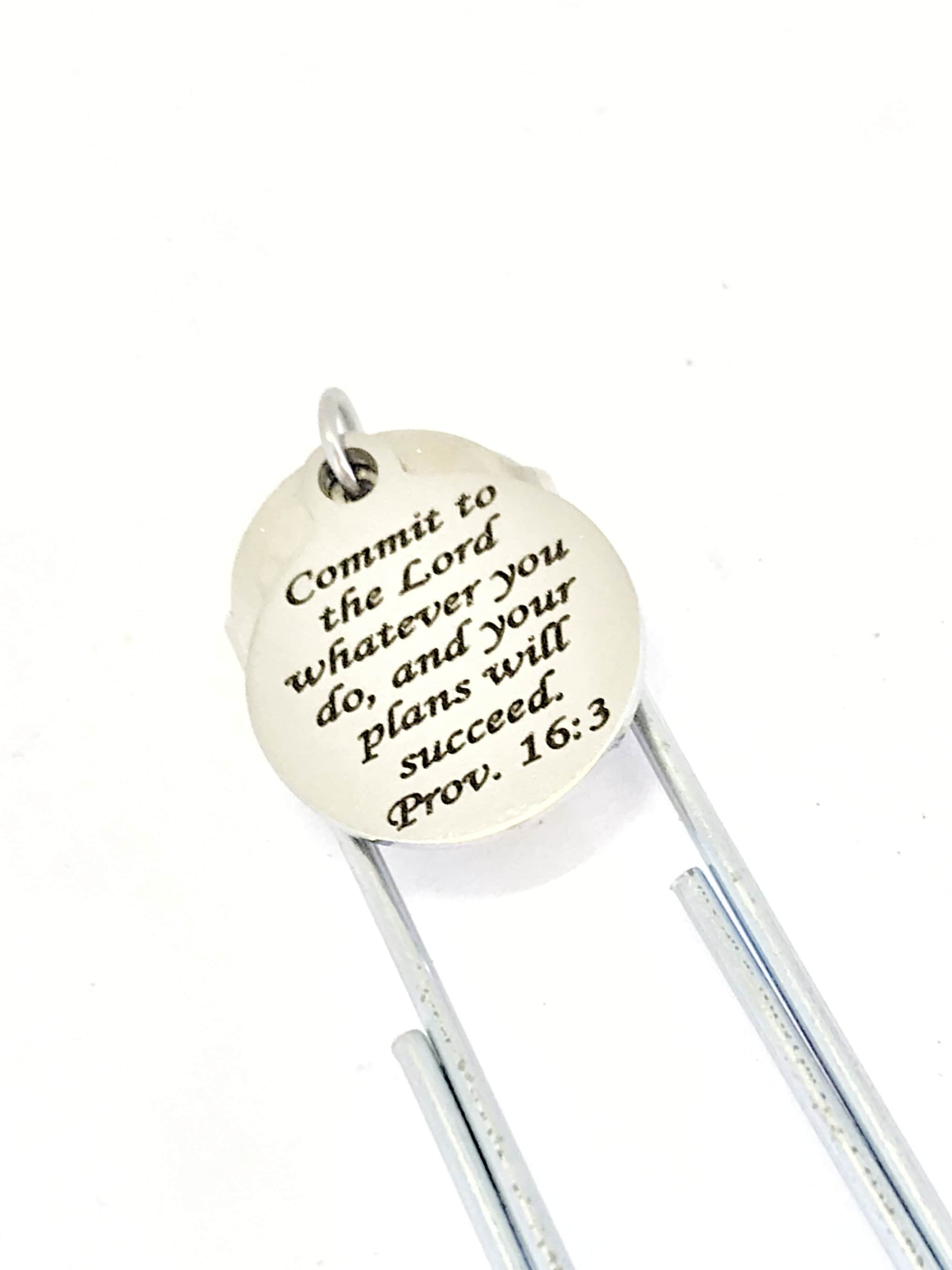 Planner Bookmark, Christian Planner Bookmark, Commit To The Lord Bookmark, Proverbs 16 3 Bible Verse, Planner Accessories, Planner Charm