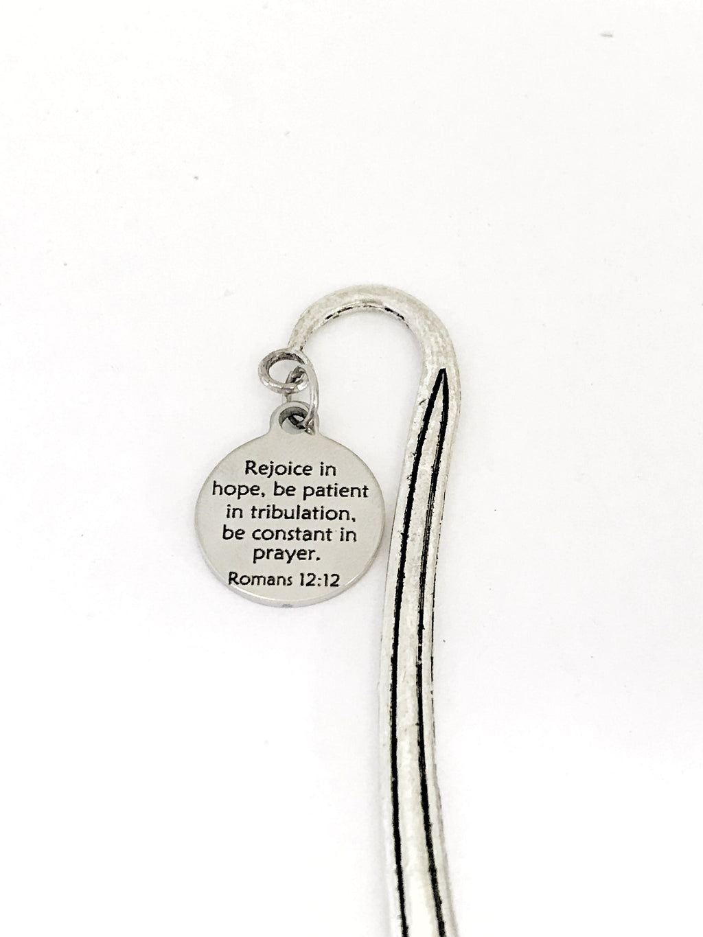 Bookmark Charm, Rejoice In Hope Bookmark, Planner Charm Accessories, Christian Hook Bookmark, Christian Planner Gift, Romans 12 12 Charm