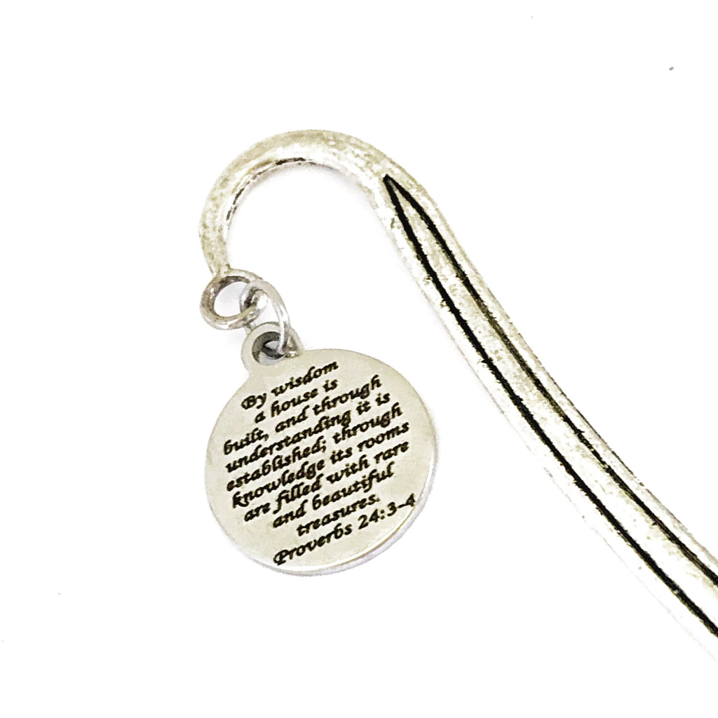 Bookmark Charm, By Wisdom A House Is Built Bookmark, Planner Charm Accessories, Hook Bookmark, Newlywed Planner Gift, Christian Home Gift