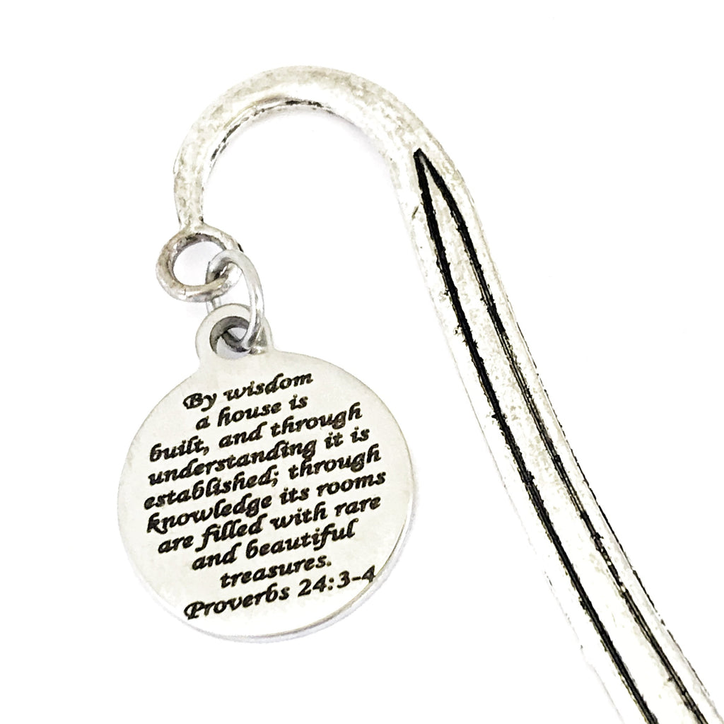 Bookmark Charm, By Wisdom A House Is Built Bookmark, Planner Charm Accessories, Hook Bookmark, Newlywed Planner Gift, Christian Home Gift