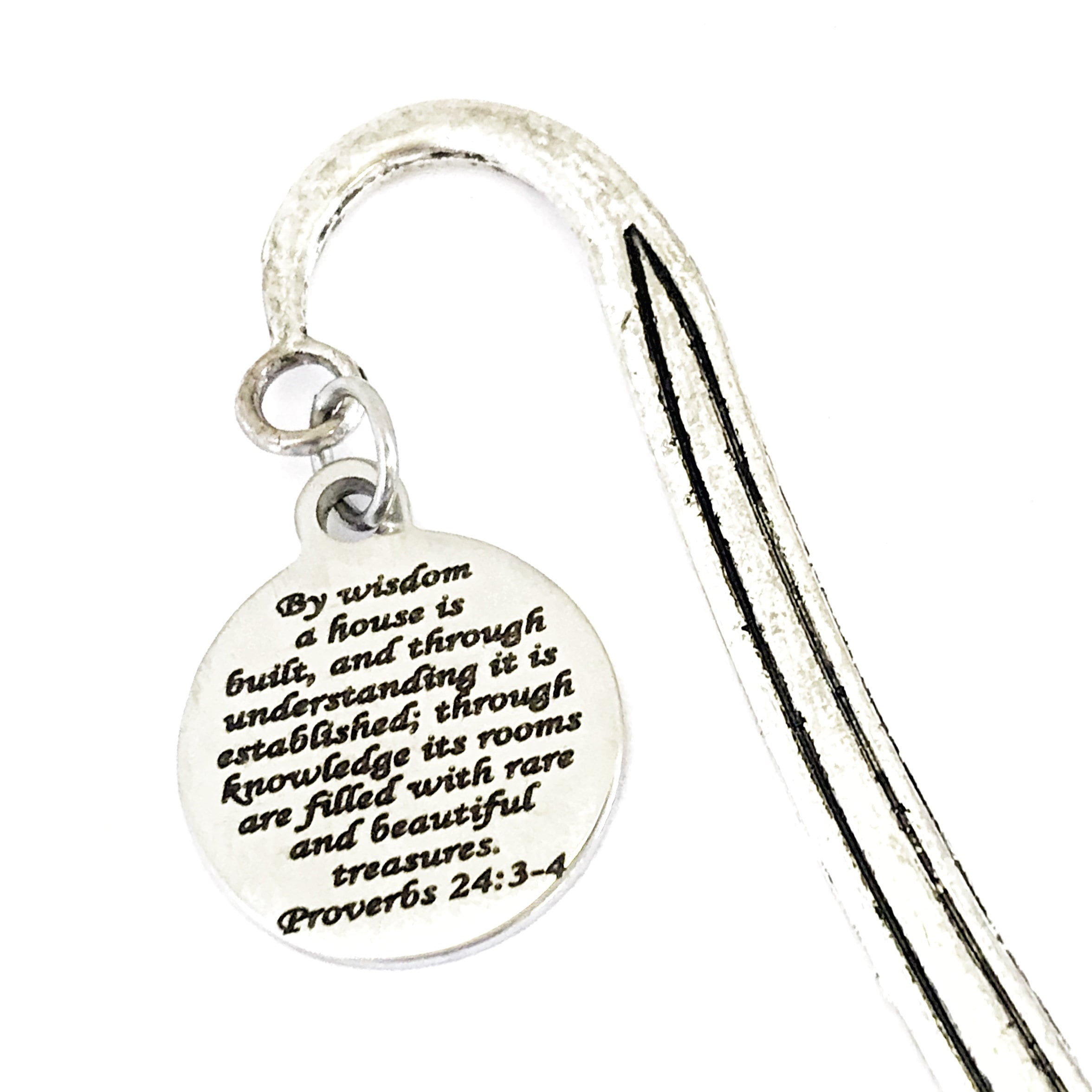 Bookmark Charm, By Wisdom A House Is Built Bookmark, Planner Charm Accessories, Hook Bookmark, Newlywed Planner Gift, Christian Home Gift