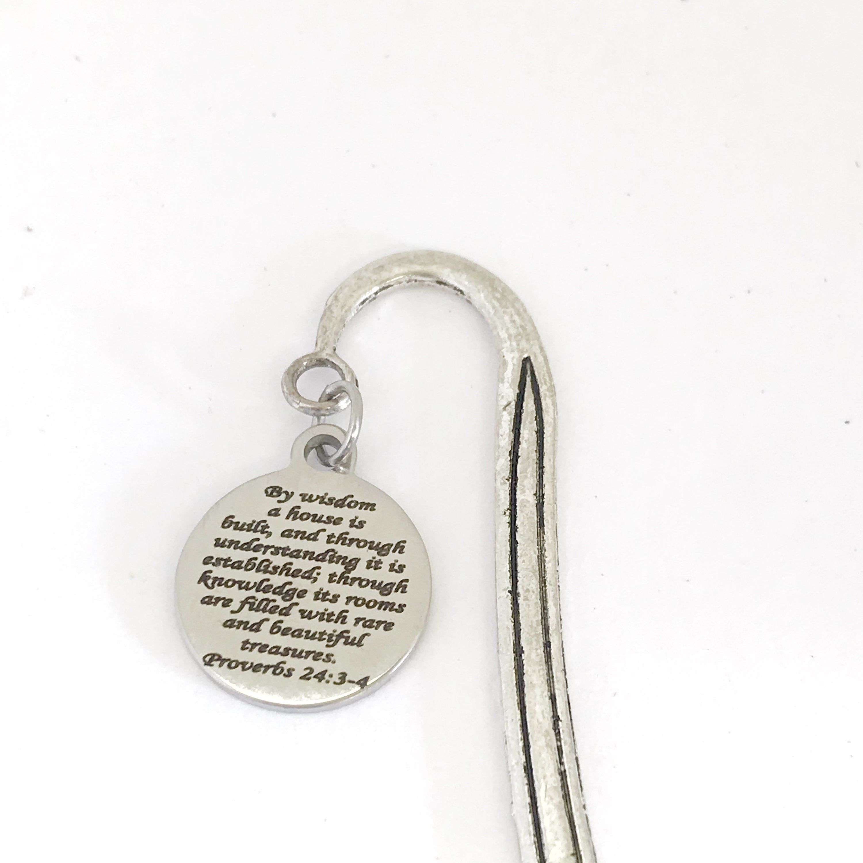 Bookmark Charm, By Wisdom A House Is Built Bookmark, Planner Charm Accessories, Hook Bookmark, Newlywed Planner Gift, Christian Home Gift