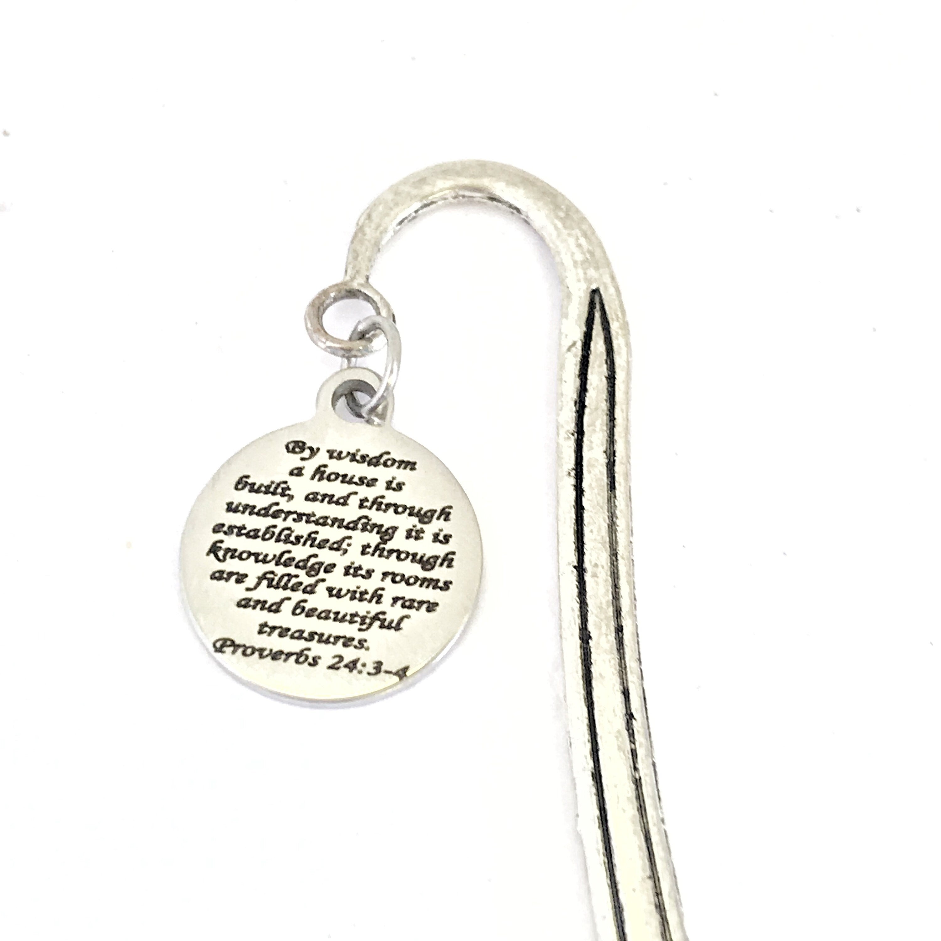 Bookmark Charm, By Wisdom A House Is Built Bookmark, Planner Charm Accessories, Hook Bookmark, Newlywed Planner Gift, Christian Home Gift