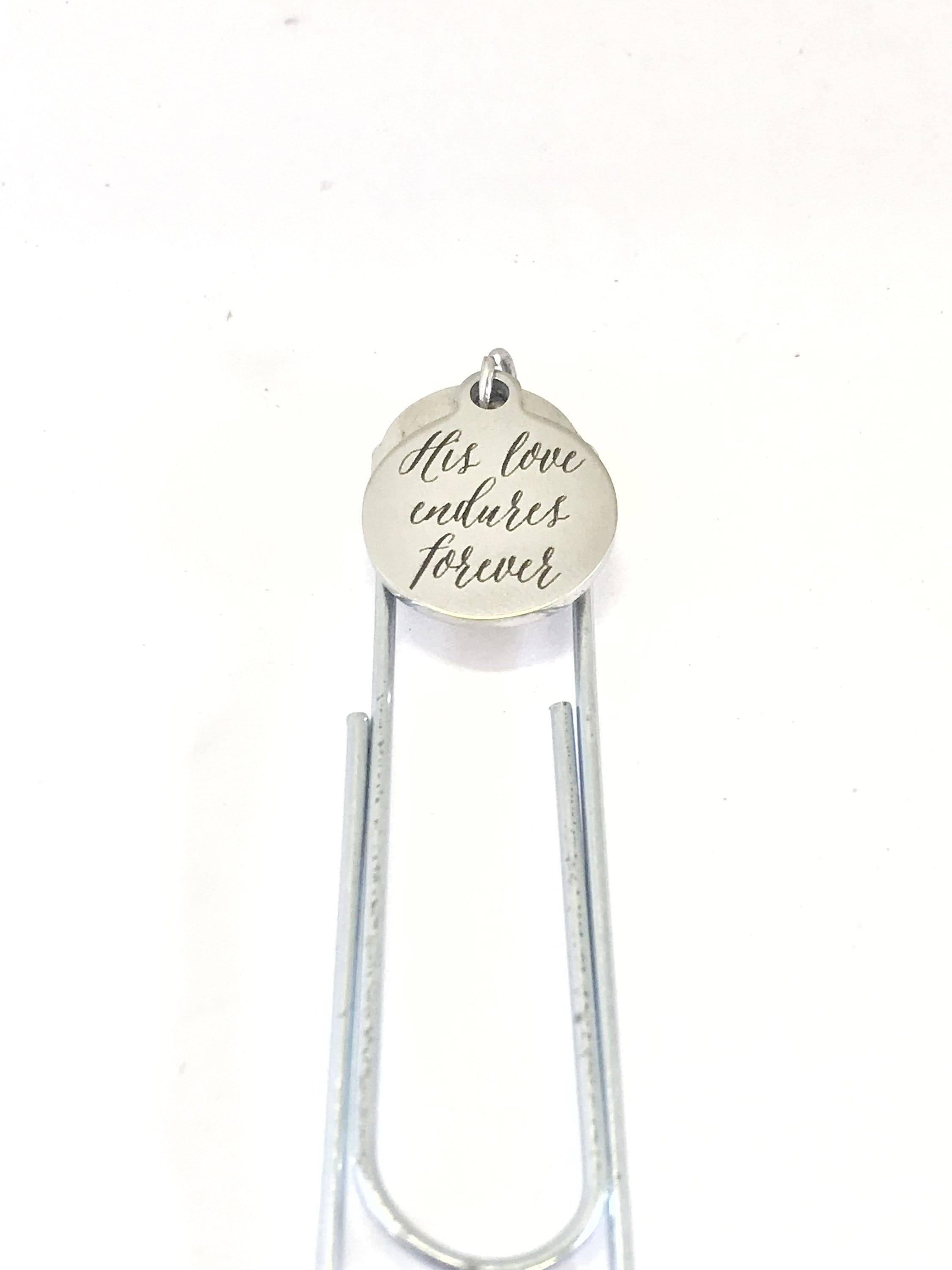 Christian Planner Bookmark, His Love Endures Forever Bookmark, Psalm 136 Bible Journal Paperclip, Planner Accessories, Journal Gift