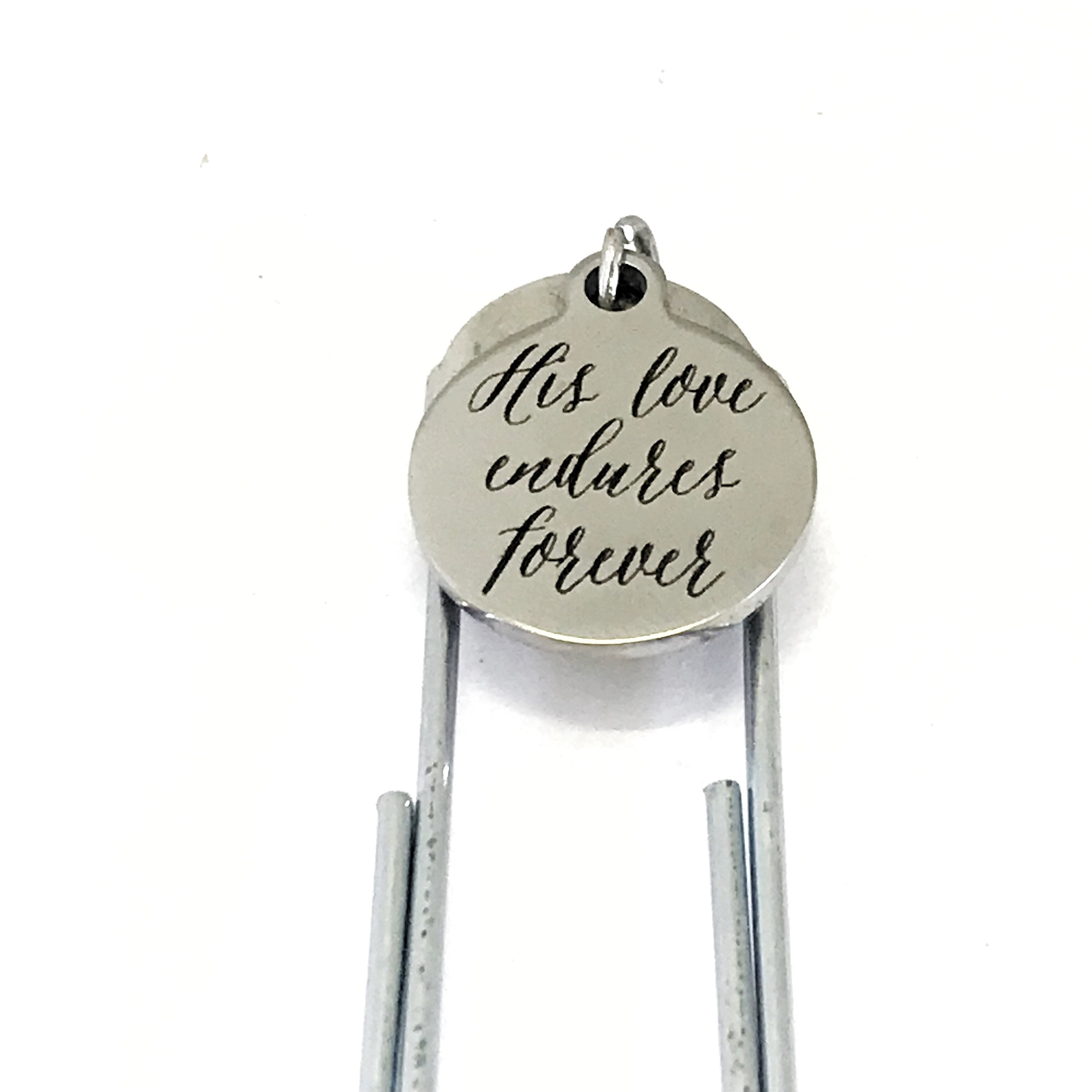 Christian Planner Bookmark, His Love Endures Forever Bookmark, Psalm 136 Bible Journal Paperclip, Planner Accessories, Journal Gift