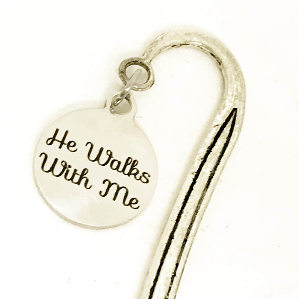 He Walks With Me Bookmark, Reader Gifts, Bible Bookmark, Planner Accessories, Christian Bookmark, Christian Gift, Planner Bookmark