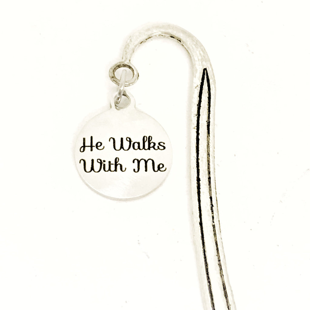 He Walks With Me Bookmark, Reader Gifts, Bible Bookmark, Planner Accessories, Christian Bookmark, Christian Gift, Planner Bookmark