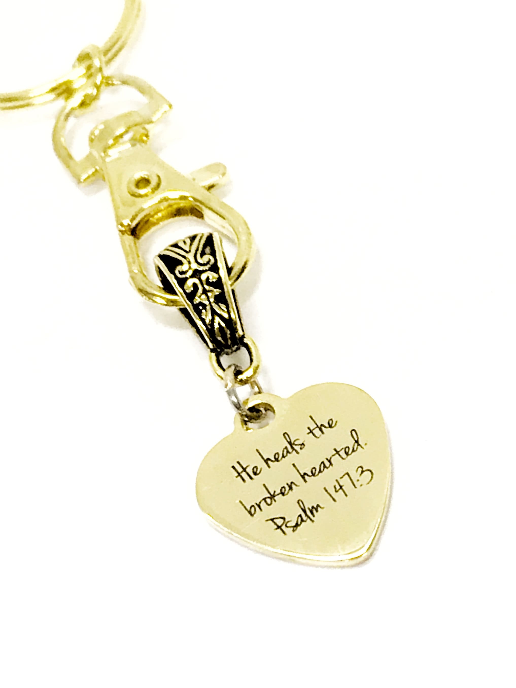 Christian Keychain, He Heals The Brokenhearted Keychain, Christian Sympathy Keychain, Psalm 147 3, Christian Gift For Her, Religious Gifts