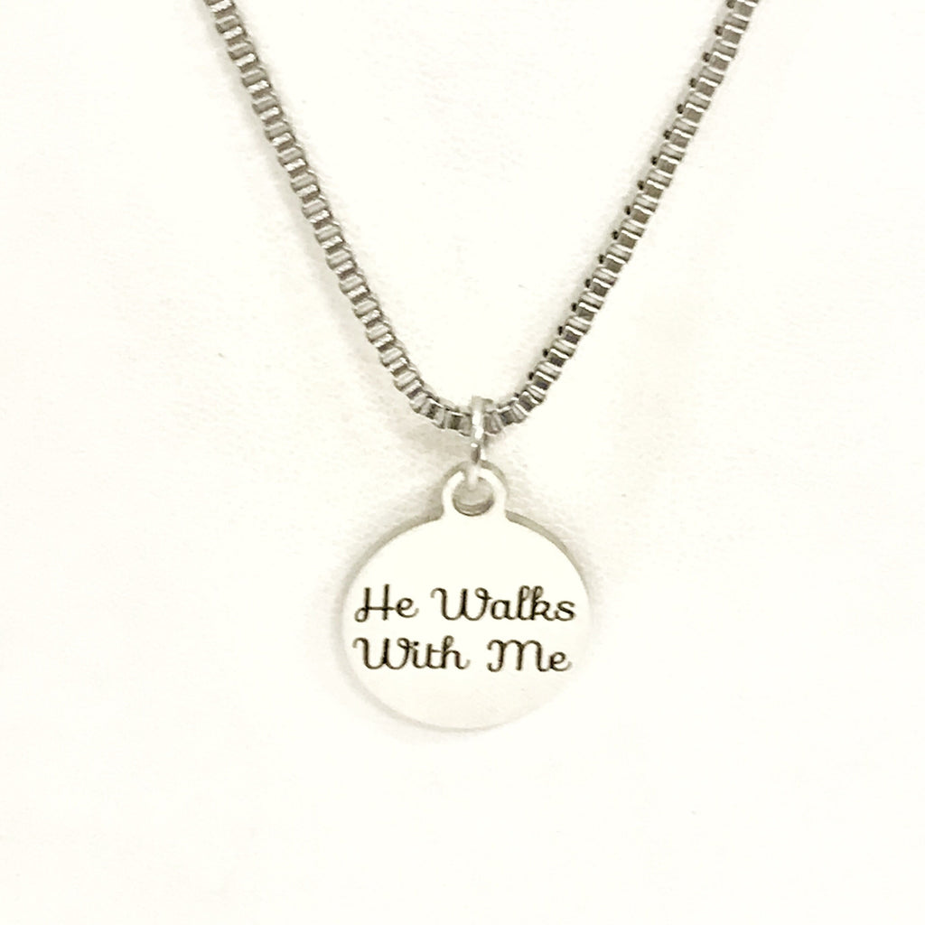 Christian Gift, He Walks With Me Necklace, Men Christian Jewelry, Christian Man Necklace, Baptism Gift, Religious Gift For Him, Husband Gift