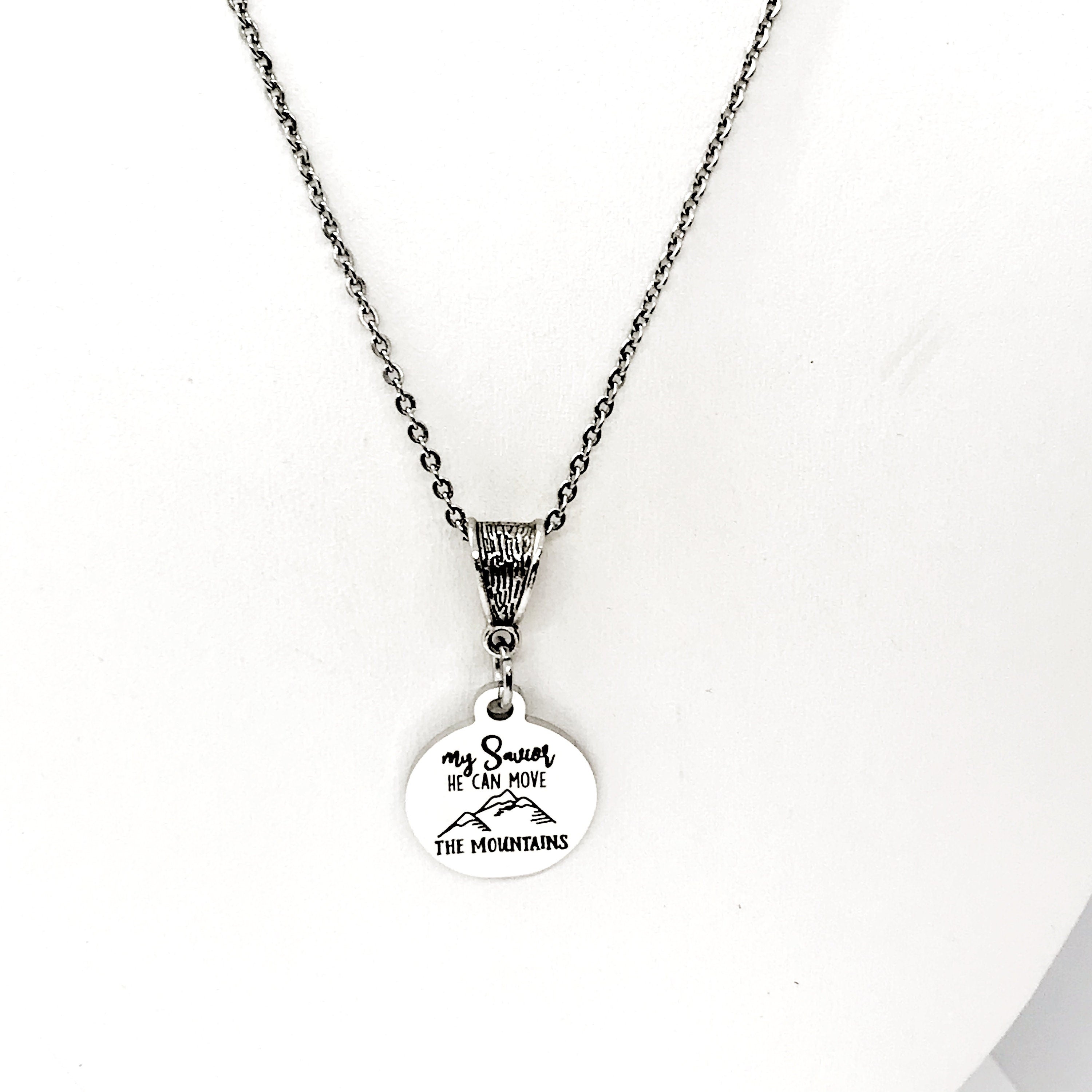 Faith Gifts, My Savior He Can Move The Mountains Necklace, Christian Gifts, Scripture Gifts, Matthew 17 20 Gift, Religious Gifts