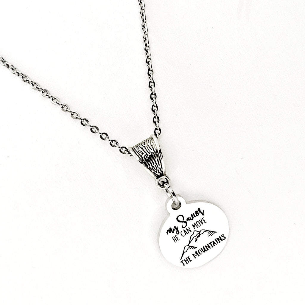 Faith Gifts, My Savior He Can Move The Mountains Necklace, Christian Gifts, Scripture Gifts, Matthew 17 20 Gift, Religious Gifts
