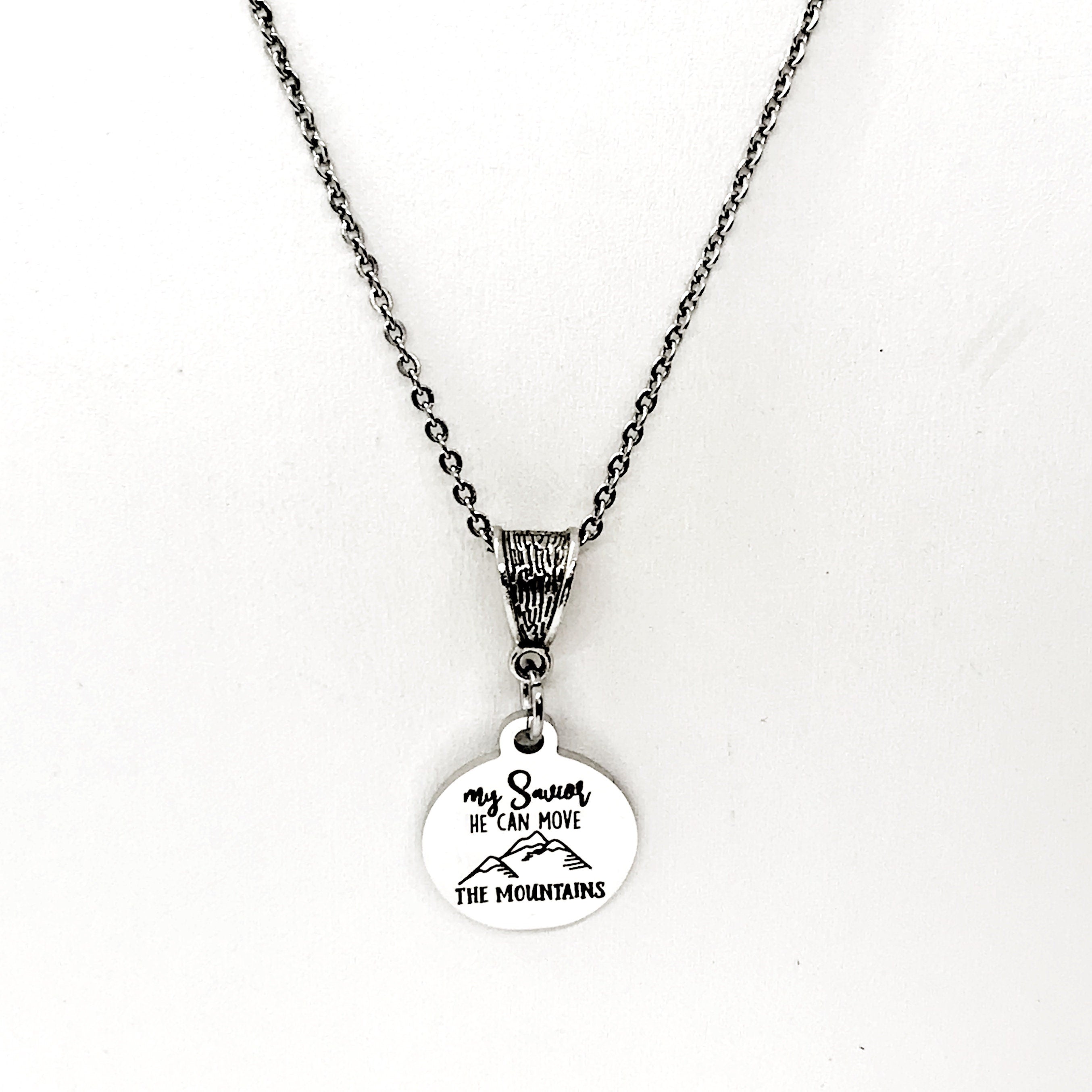 Faith Gifts, My Savior He Can Move The Mountains Necklace, Christian Gifts, Scripture Gifts, Matthew 17 20 Gift, Religious Gifts