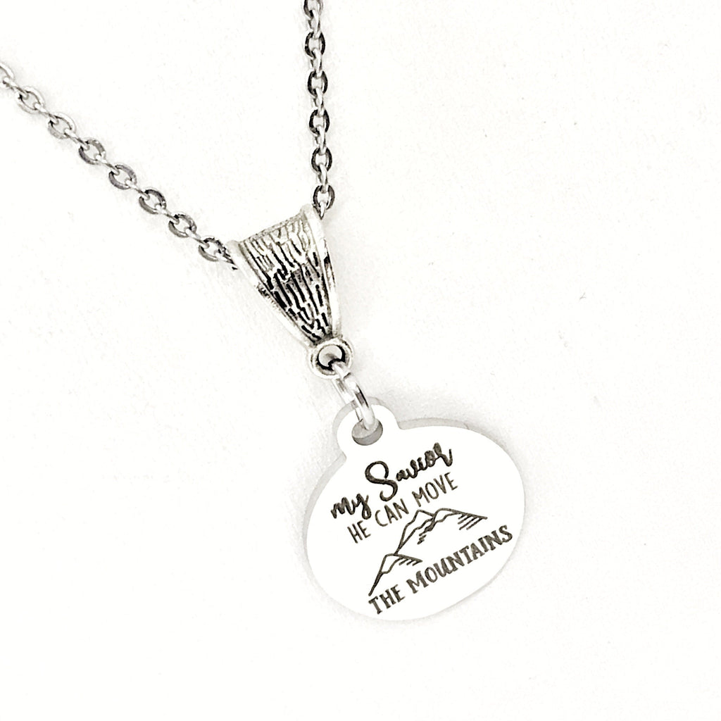 Faith Gifts, My Savior He Can Move The Mountains Necklace, Christian Gifts, Scripture Gifts, Matthew 17 20 Gift, Religious Gifts
