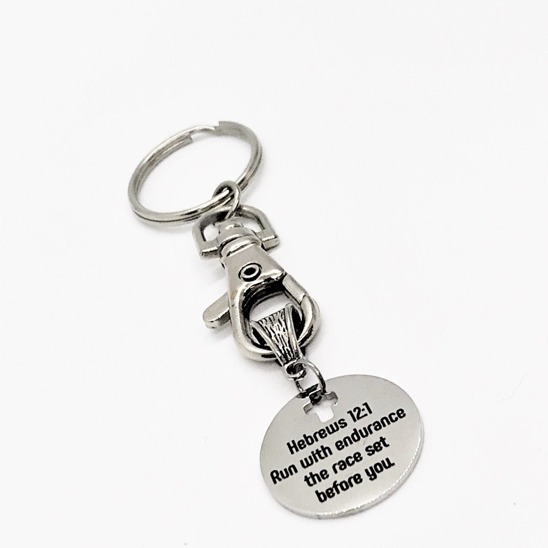 Hebrews 12 1 Endurance Scripture Keychain Christian Gift Runner Motivation Faith Accessory
