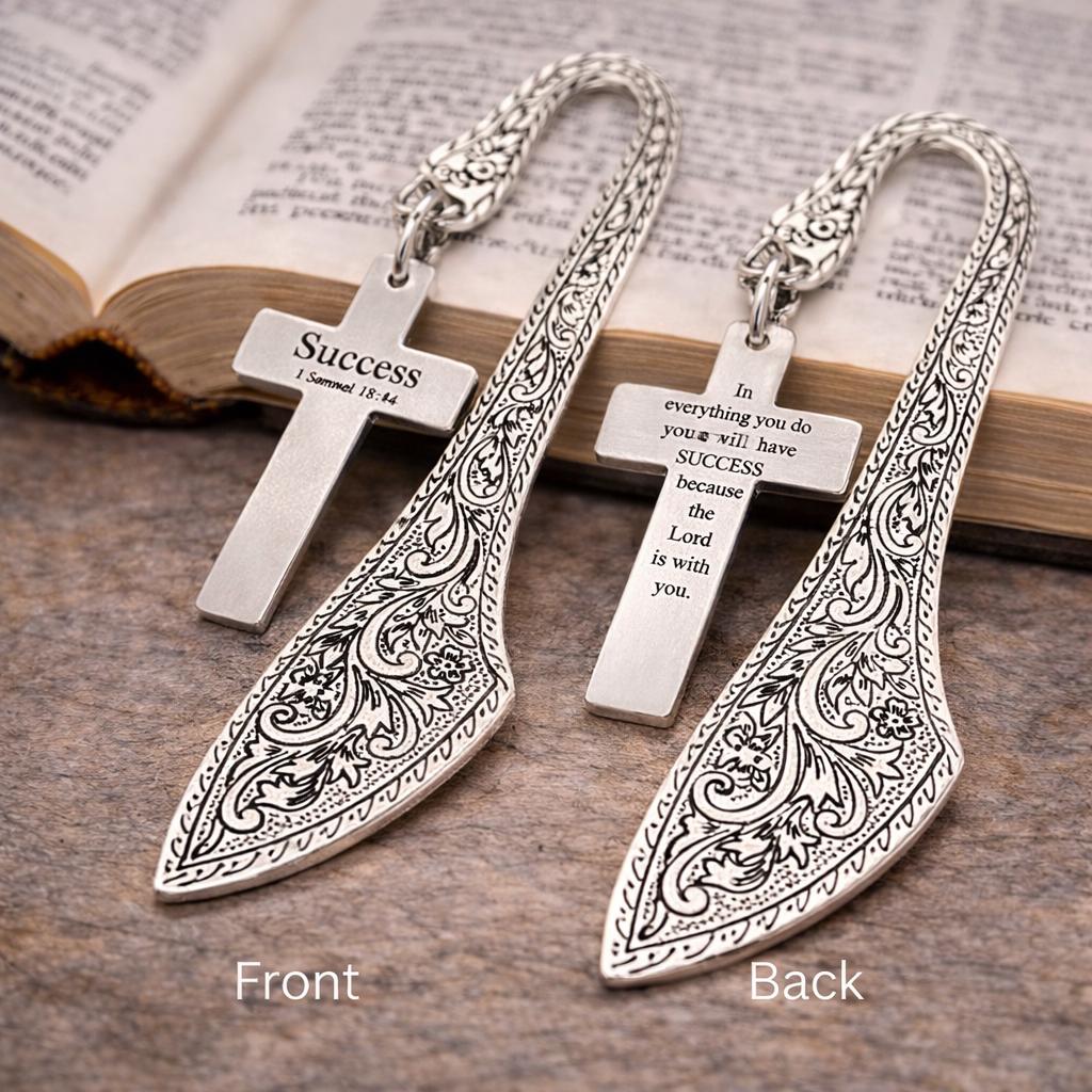 Success Scripture Cross Bookmark Stainless Steel Bible Verse Faith Bookmark Christian Gift Inspirational Religious Bookmark